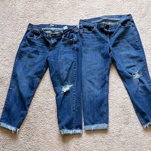 Set of 2 Old Navy Boyfriend Distressed Jeans size 14
